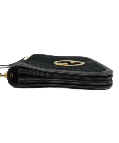 GUCCI（グッチ）GUCCI (グッチ) インターロッキングスウェードショルダーバッグ　ヴィンテージ　オールド　ハンドバッグ　ブラック ブラック サイズ:下記参照の古着・服飾アイテム
