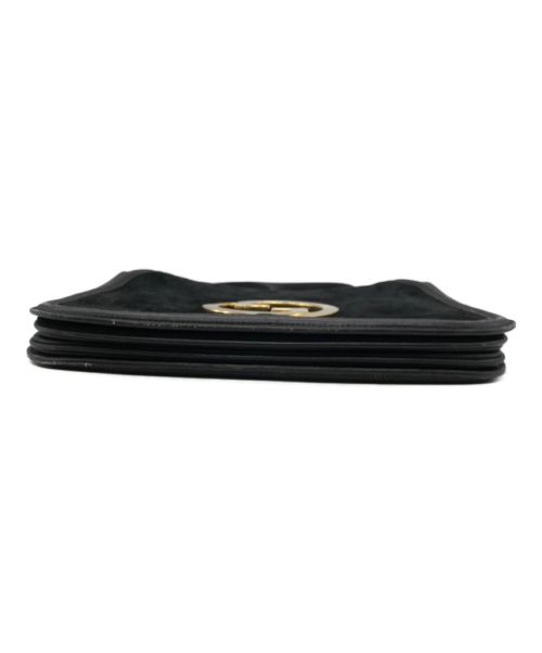 GUCCI（グッチ）GUCCI (グッチ) インターロッキングスウェードショルダーバッグ　ヴィンテージ　オールド　ハンドバッグ　ブラック ブラック サイズ:下記参照の古着・服飾アイテム