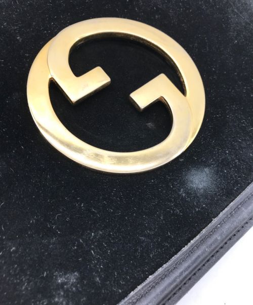 GUCCI（グッチ）GUCCI (グッチ) インターロッキングスウェードショルダーバッグ　ヴィンテージ　オールド　ハンドバッグ　ブラック ブラック サイズ:下記参照の古着・服飾アイテム