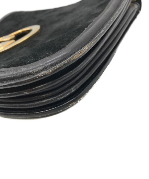 GUCCI（グッチ）GUCCI (グッチ) インターロッキングスウェードショルダーバッグ　ヴィンテージ　オールド　ハンドバッグ　ブラック ブラック サイズ:下記参照の古着・服飾アイテム