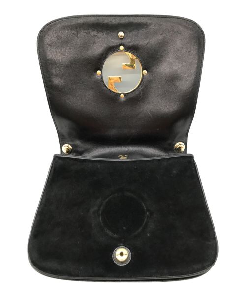 GUCCI（グッチ）GUCCI (グッチ) インターロッキングスウェードショルダーバッグ　ヴィンテージ　オールド　ハンドバッグ　ブラック ブラック サイズ:下記参照の古着・服飾アイテム