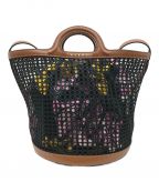 MARNIマルニ）の古着「ボタニカルプリントメッシュバッグ」｜ブラウン×ブラック