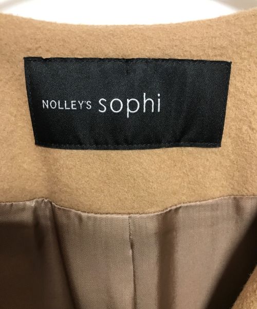 NOLLEY'S sophi（ノーリーズソフィー）NOLLEY'S sophi (ノーリーズソフィー) ビーバーノーカラーコート ベージュ サイズ:SIZE38の古着・服飾アイテム