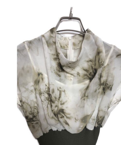 FRAY ID（フレイ アイディー）FRAY ID (フレイ アイディー) エストリブドッキングプリントワンピース アイボリー サイズ:1の古着・服飾アイテム