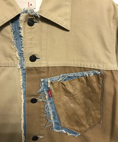 LEVI'S REDLOOP（リーバイスレッドループ）LEVI'S REDLOOP (リーバイスレッドループ) 再構築トラッカージャケット ベージュ×インディゴ サイズ:Mの古着・服飾アイテム