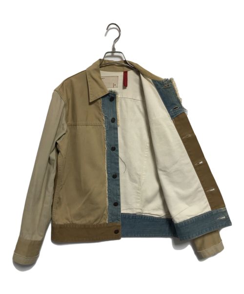 LEVI'S REDLOOP（リーバイスレッドループ）LEVI'S REDLOOP (リーバイスレッドループ) 再構築トラッカージャケット ベージュ×インディゴ サイズ:Mの古着・服飾アイテム