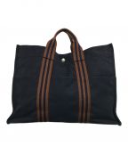 HERMESエルメス）の古着「キャンバストートバッグ」｜ネイビー×ブラウン