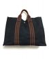 HERMES (エルメス) キャンバストートバッグ ネイビー×ブラウン：8000円