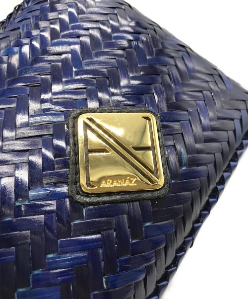 ARANAZ（アラナス）aranaz (アラナス) ラフィアショルダーバッグ ブルー×ゴールドの古着・服飾アイテム