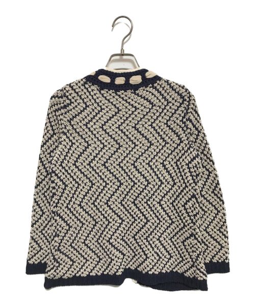 TORY BURCH（トリーバーチ）TORY BURCH (トリーバーチ) ニットジャケット ネイビー×アイボリー サイズ:XSの古着・服飾アイテム