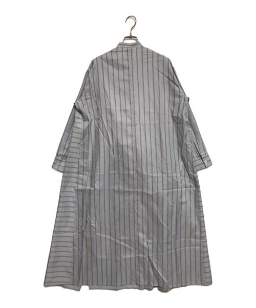 Mhairi（マイリ）Mhairi (マイリ) カシュクール変形シャツワンピース ブルー×ブラウン サイズ:SIZE 36の古着・服飾アイテム