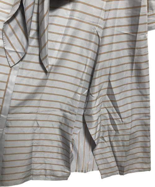 Mhairi（マイリ）Mhairi (マイリ) カシュクール変形シャツワンピース ブルー×ブラウン サイズ:SIZE 36の古着・服飾アイテム