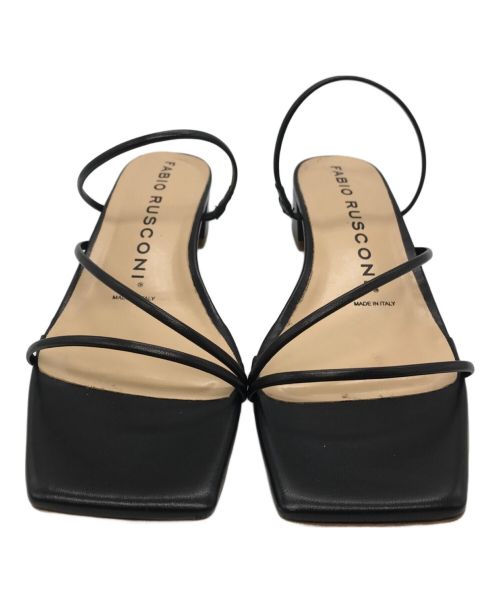 FABIO RUSCONI（ファビオルスコーニ）FABIO RUSCONI (ファビオルスコーニ) スクエアトゥ ストラップ フラット サンダル ブラック サイズ:37の古着・服飾アイテム