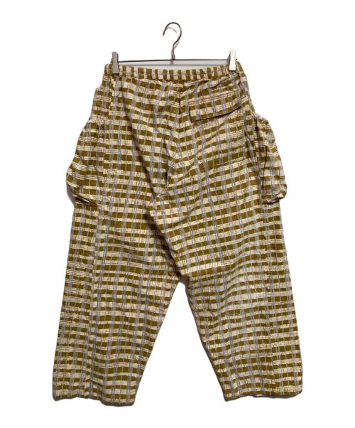 STORY mfg（ストーリーエムエフジー）STORY mfg (ストーリーエムエフジー) チェック ワイドパンツ ベージュ×イエロー サイズ:Mの古着・服飾アイテム