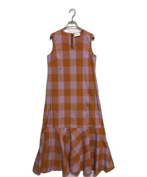 UNITED ARROWS（ユナイテッドアローズ）UNITED ARROWS (ユナイテッドアローズ) FABRICAＶネックワンピース パープル×オレンジ サイズ:SIZE 38の古着・服飾アイテム