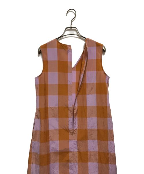 UNITED ARROWS（ユナイテッドアローズ）UNITED ARROWS (ユナイテッドアローズ) FABRICAＶネックワンピース パープル×オレンジ サイズ:SIZE 38の古着・服飾アイテム