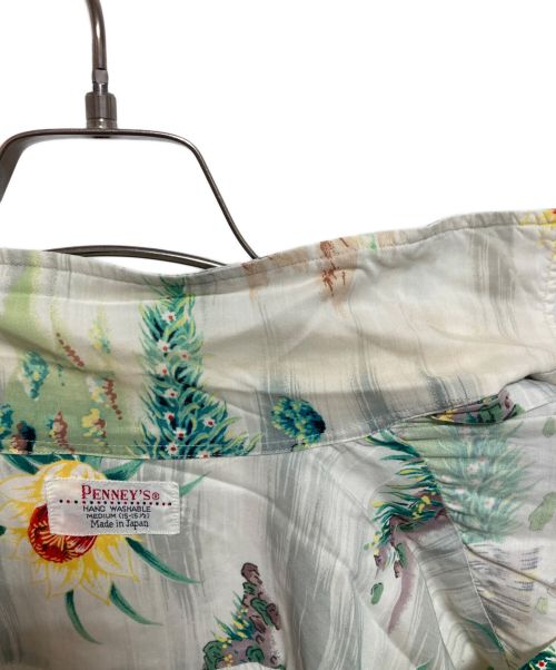 PENNEYS（ペニーズ）PENNEYS (ペニーズ) 50‘Sアロハシャツ アイボリー×グリーン サイズ:Mの古着・服飾アイテム