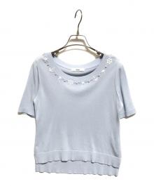 Rene（ルネ）の古着「パール付きニット」｜ブルー