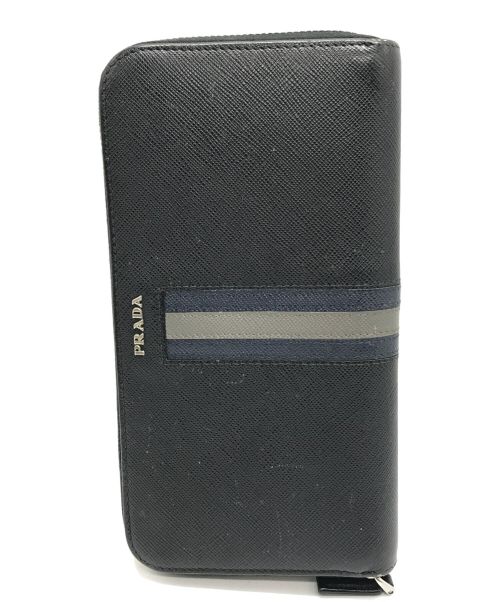 PRADA（プラダ）PRADA (プラダ) サフィアーノラウンドジップウォレット ネイビーの古着・服飾アイテム