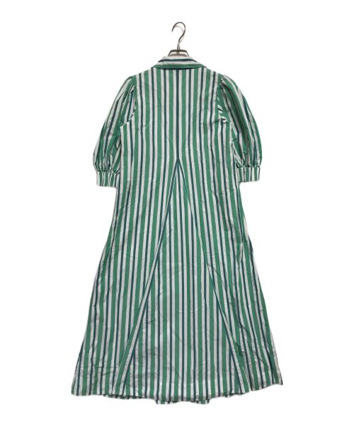 GANNI（ガニー）Ganni (ガニー) ストライプシャツドレス グリーン×ホワイト サイズ:SIZE 36の古着・服飾アイテム
