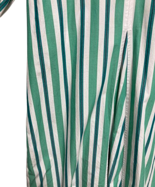 GANNI（ガニー）GANNI (ガニー) ストライプシャツドレス グリーン×ホワイト サイズ:36の古着・服飾アイテム