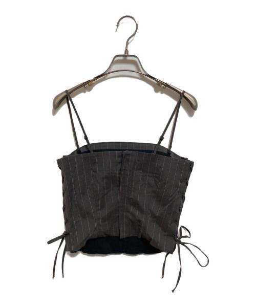 BACCA（バッカ）BACCA (バッカ) リネンコットンストライプ キャミソールビスチェ グレー サイズ:36の古着・服飾アイテム