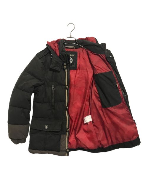 NAPAPIJRI（ナパピリ）NAPAPIJRI (ナパピリ) フーデッドダウンジャケット ブラック×ブラウン サイズ:Sの古着・服飾アイテム