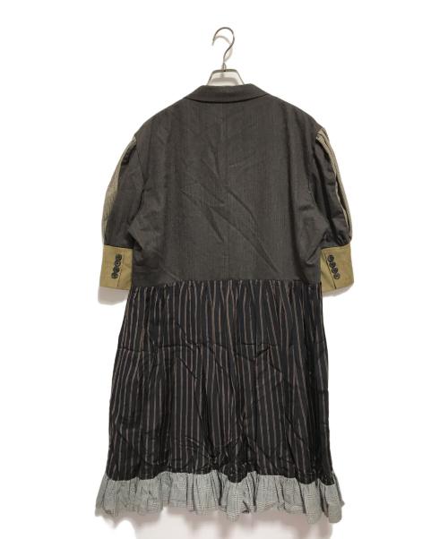 HEIHEI（ヘイヘイ）HEIHEI (ヘイヘイ) 半袖切替ジャケット風ワンピース ブラウン サイズ:A7の古着・服飾アイテム