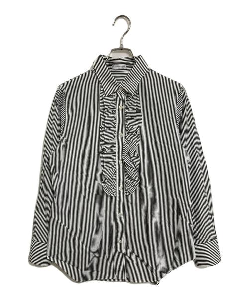 STRASBURGO（ストラスブルゴ）STRASBURGO (ストラスブルゴ) フリルシャツ ブラック×ホワイト サイズ:36の古着・服飾アイテム