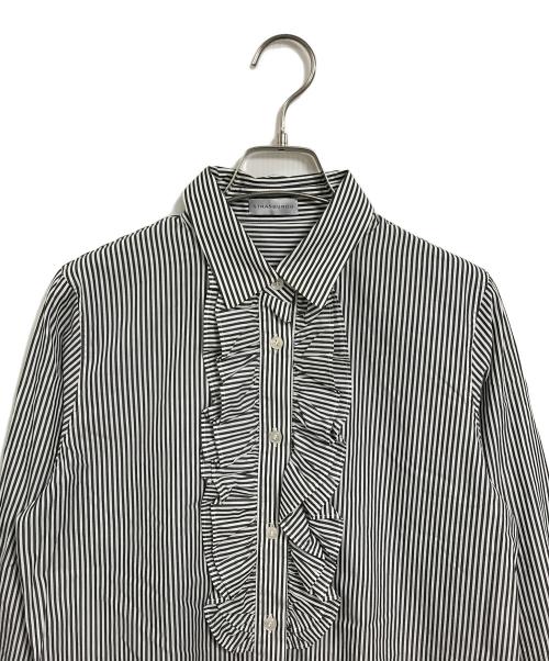 STRASBURGO（ストラスブルゴ）STRASBURGO (ストラスブルゴ) フリルシャツ ブラック×ホワイト サイズ:36の古着・服飾アイテム