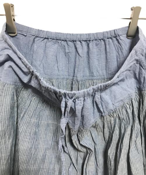 45R（フォーティファイブ・アール）45R (フォーティーファイブアール) 梅雨風カディミックスのイージーギャザースカート ブルー サイズ:下記参照の古着・服飾アイテム