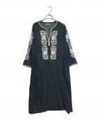 ne quittez pasヌキテパ）の古着「エンブロイダリーシアーワンピース」｜ネイビー×ホワイト