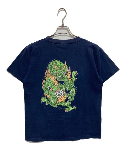 stussy（ステューシー）stussy (ステューシー) 90s ドラゴンプリントTシャツ ネイビー サイズ:Mの古着・服飾アイテム