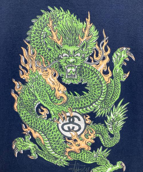 stussy（ステューシー）stussy (ステューシー) 90s ドラゴンプリントTシャツ ネイビー サイズ:Mの古着・服飾アイテム