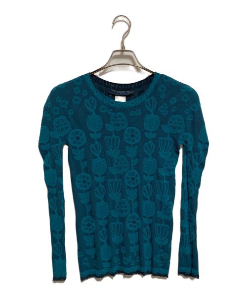 M.&KYOKO（エムアンドキョウコ）M.&KYOKO (エムアンドキョウコ) 総柄ニット ブルー サイズ:Fの古着・服飾アイテム