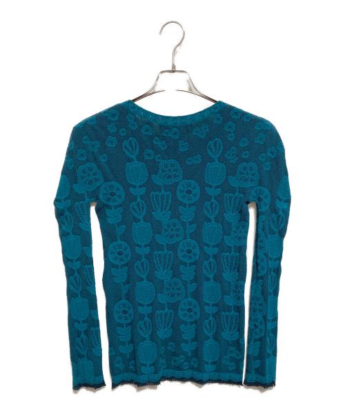 M.&KYOKO（エムアンドキョウコ）M.&KYOKO (エムアンドキョウコ) 総柄ニット ブルー サイズ:Fの古着・服飾アイテム