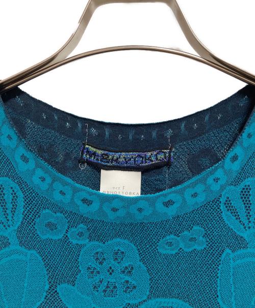 M.&KYOKO（エムアンドキョウコ）M.&KYOKO (エムアンドキョウコ) 総柄ニット ブルー サイズ:Fの古着・服飾アイテム