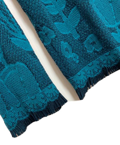 M.&KYOKO（エムアンドキョウコ）M.&KYOKO (エムアンドキョウコ) 総柄ニット ブルー サイズ:Fの古着・服飾アイテム