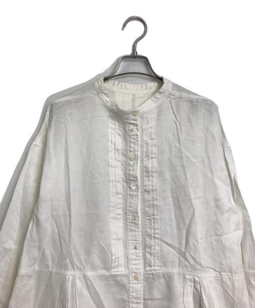 nest Robe（ネストローブ）nest Robe (ネストローブ) フロントプリーツリネンワンピース ホワイト サイズ:実寸参照の古着・服飾アイテム