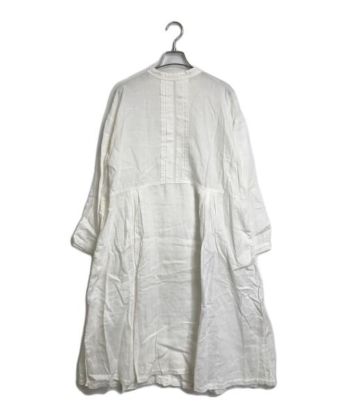 nest Robe（ネストローブ）nest Robe (ネストローブ) フロントプリーツリネンワンピース ホワイト サイズ:実寸参照の古着・服飾アイテム