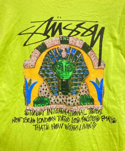 stussy（ステューシー）stussy (ステューシー) プリントTシャツ イエロー サイズ:Lの古着・服飾アイテム