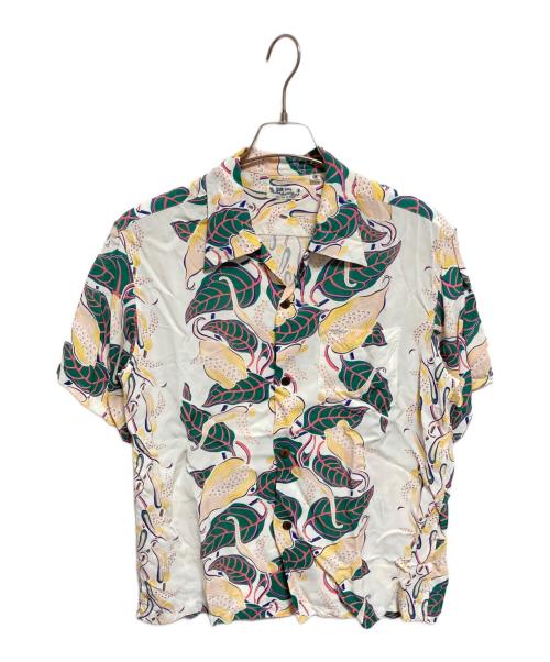 Sun Surf（サンサーフ）Sun Surf (サンサーフ) オープンカラーシャツ ホワイト×グリーン サイズ:Mの古着・服飾アイテム