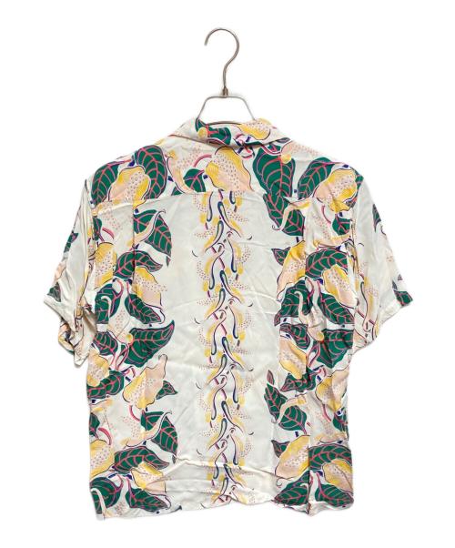 Sun Surf（サンサーフ）Sun Surf (サンサーフ) オープンカラーシャツ ホワイト×グリーン サイズ:Mの古着・服飾アイテム