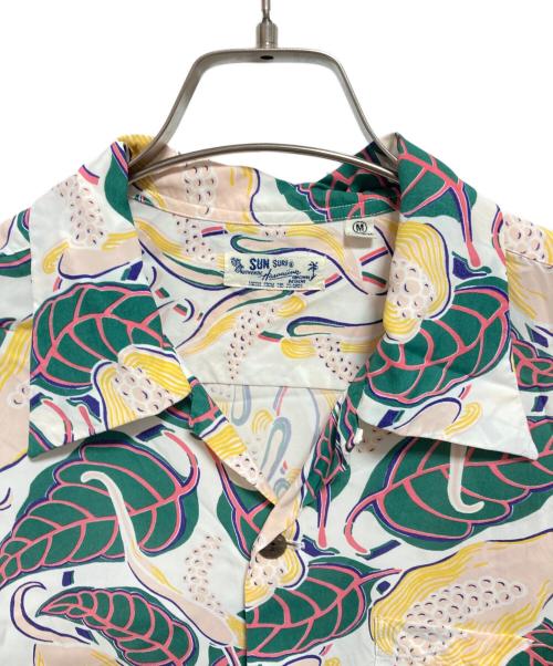 Sun Surf（サンサーフ）Sun Surf (サンサーフ) オープンカラーシャツ ホワイト×グリーン サイズ:Mの古着・服飾アイテム