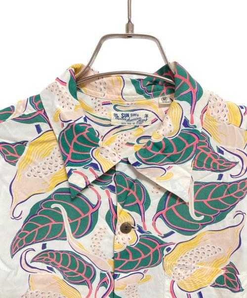 Sun Surf（サンサーフ）Sun Surf (サンサーフ) オープンカラーシャツ ホワイト×グリーン サイズ:Mの古着・服飾アイテム
