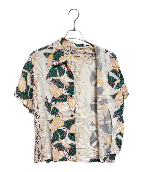 Sun Surf（サンサーフ）Sun Surf (サンサーフ) オープンカラーシャツ ホワイト×グリーン サイズ:Mの古着・服飾アイテム