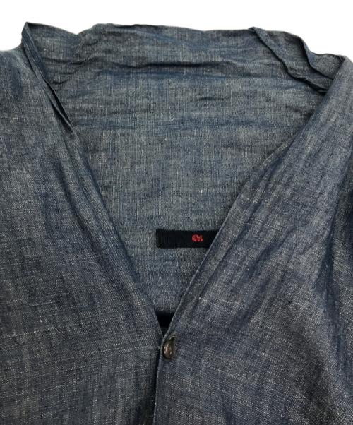 45R（フォーティファイブ・アール）45R (フォーティーファイブアール) ブラウスワンピース　リネンワンピース　ロングワンピース　七分丈ワンピース　日本製 インディゴの古着・服飾アイテム