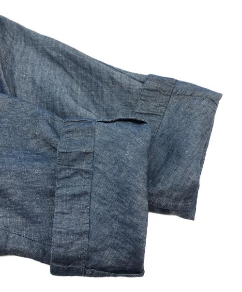 45R（フォーティファイブ・アール）45R (フォーティーファイブアール) ブラウスワンピース　リネンワンピース　ロングワンピース　七分丈ワンピース　日本製 インディゴの古着・服飾アイテム