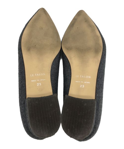 Le Talon（ル タロン）Le Talon (ル タロン) ポインテッドVカットビジューフラット グレー サイズ:23cmの古着・服飾アイテム
