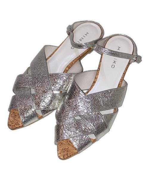 卑弥呼（ヒミコ）卑弥呼 (ヒミコ) ダブルクロスミュールサンダル シルバー サイズ:24の古着・服飾アイテム